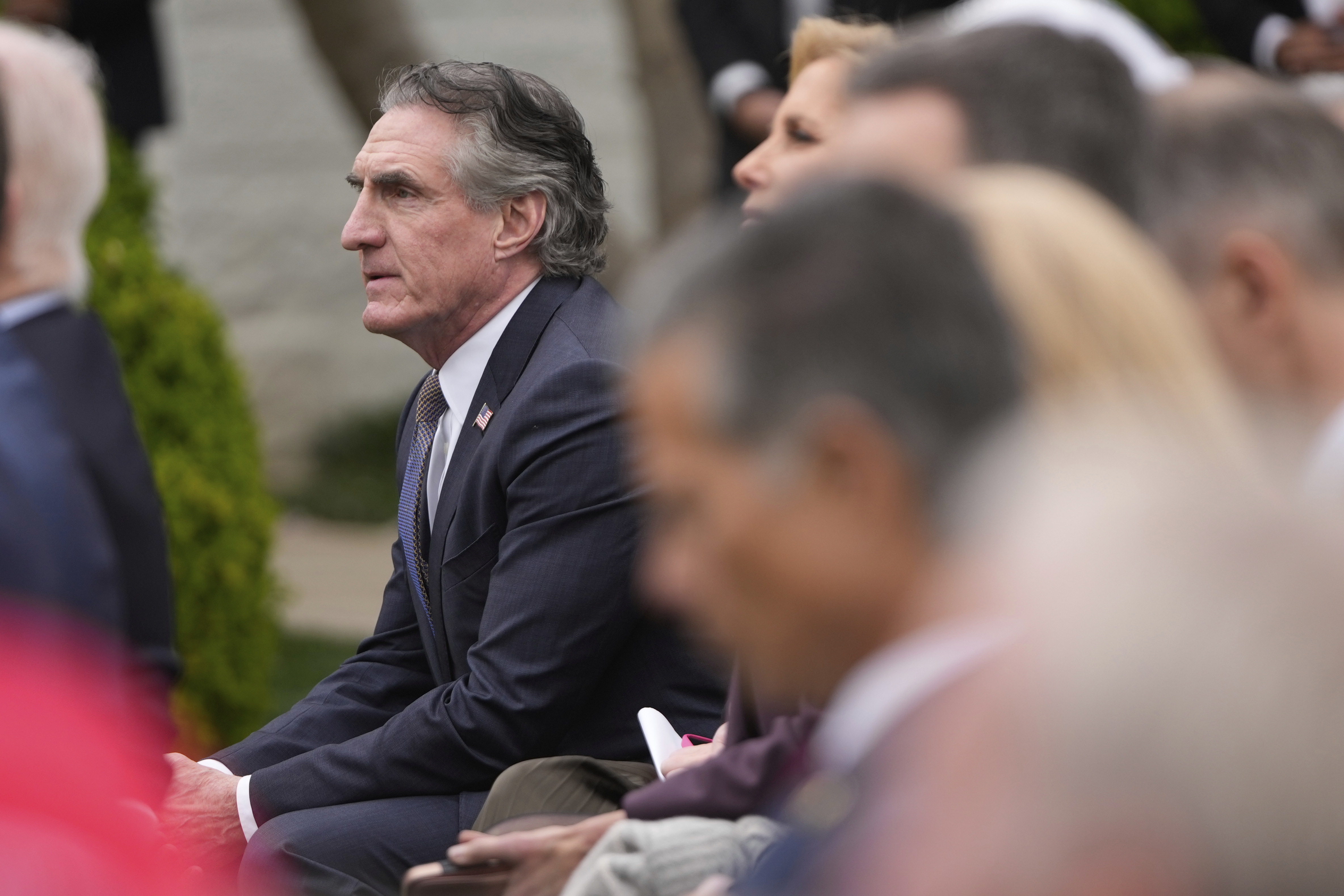 Interior Secretary Doug Burgum listens as President Donald Trump speaks in the Rose Garden last month. 