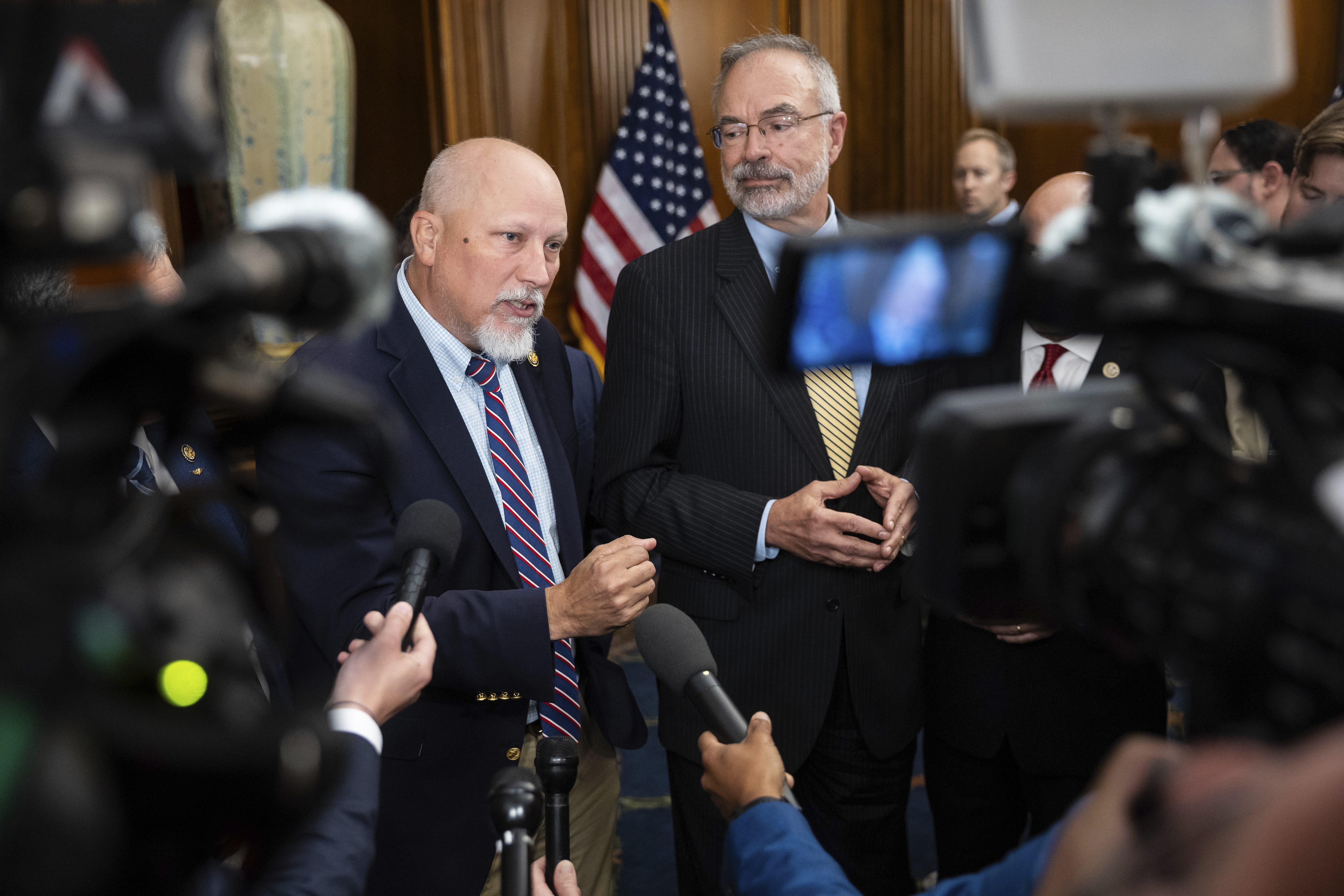 Conservatives during a press conference. Conservatives during a press conference.
